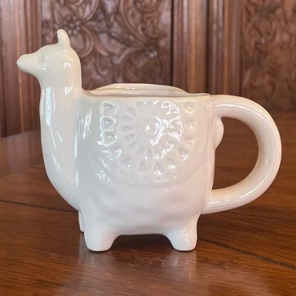 Cost Plus World Market Other - Llama Cup or Mug World Market White Ceramic with Tea Bag Holder